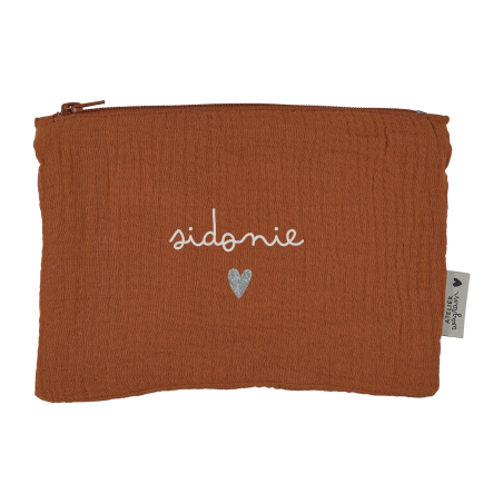 Trousse plate ATELIER WAGRAM, gaze Caramel, personnalisable