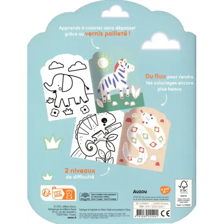 Coloriages fluo AUZOU, Animaux de la savane