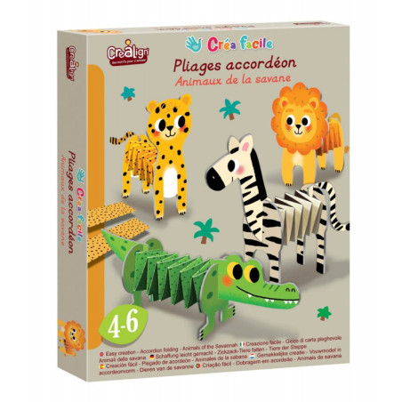 Coffret 4 pliages accordéons CREA LIGN, Animaux de la Savane