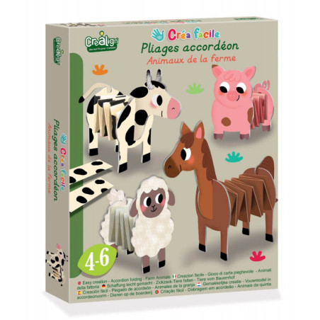 Coffret 4 pliages accordéons CREA LIGN, Animaux de la Ferme