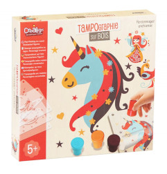 Tampographie et pochoirs sur bois Personnages Enchantés CREA LIGN