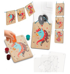 Tampographie et pochoirs sur bois Personnages Enchantés CREA LIGN