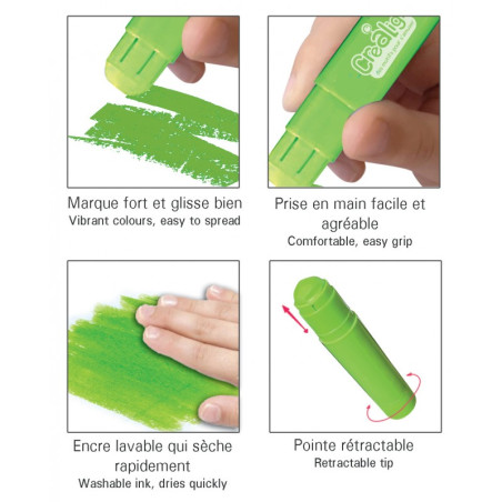 Boîte de 9 crayons gras effet gouache CREA LIGN