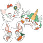 Pack de 3 masques coloriables à l'infini LES DROLES DE BOUILLES, Licorne, Chat et Lapin